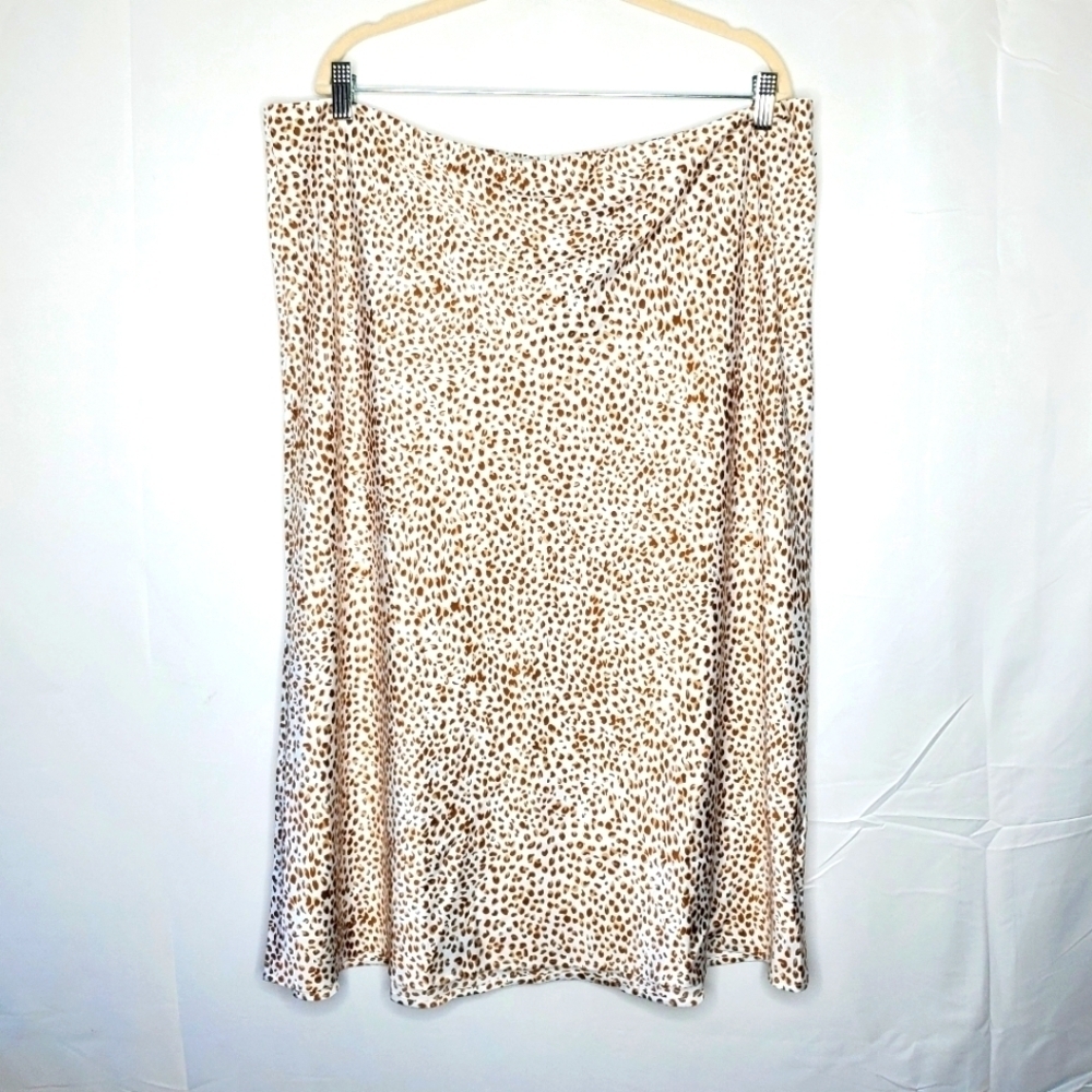 J. Crew Plus Size Satin Midi Slip Skirt 2X Animal Print Spring Stretch Waist NEW - Picture 2 of 11